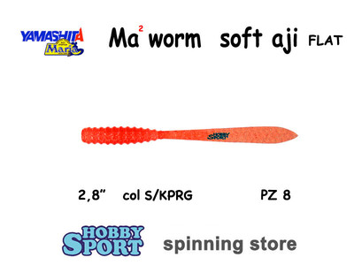 YAMASHITA MARIA MA2 WORM SOFT AJI FLAT 2,8" col. S/KPRG ORANGE CONF 8 PZ