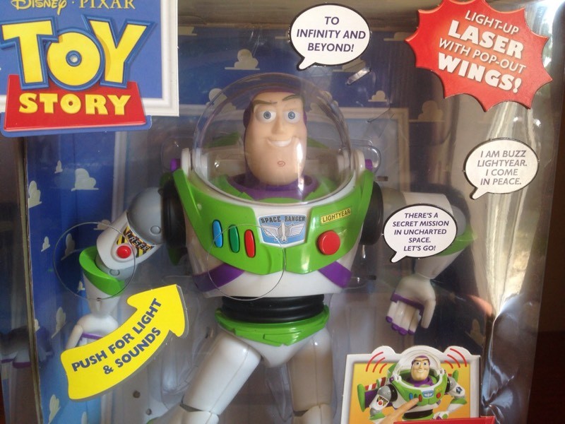 Toy story buzz lightyear deluxe space ranger, talks, box, new batteries