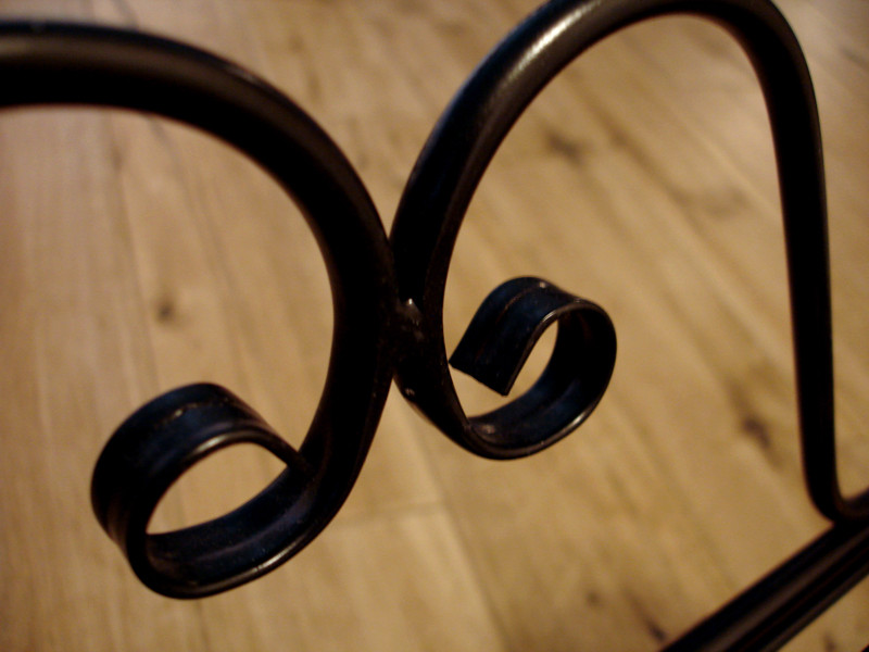 Black Metal Plant Stand 2 Shelf Scroll Design - Folding Stand - Coffee Mug Stand