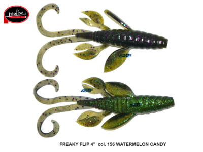 FREAKY FLIP 4" MOLIX COLORE 156 WATERMELON CANDY SPINNING BLACK BASS LAGO