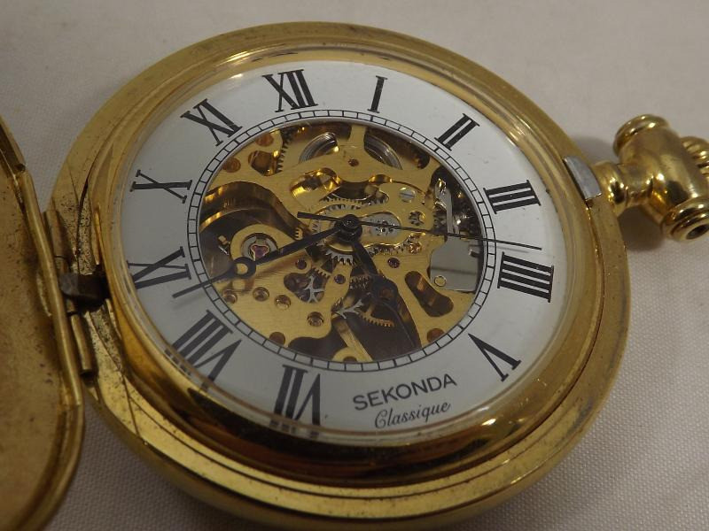 Sekonda Classique Men's Mechanical Skeleton Pocket Watch (27GII13) in