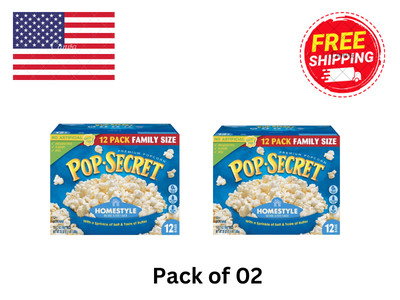 Pack of 02 Pop Secret Microwave Popcorn, Homestyle Butter Flavor 3.2 oz, 12 ct