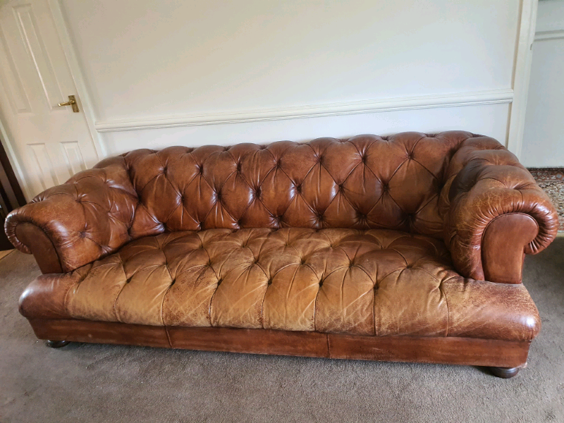 Dfs 3 Seater Sofa In Liverpool, Brown Leather Chesterfield Sofa Dfs