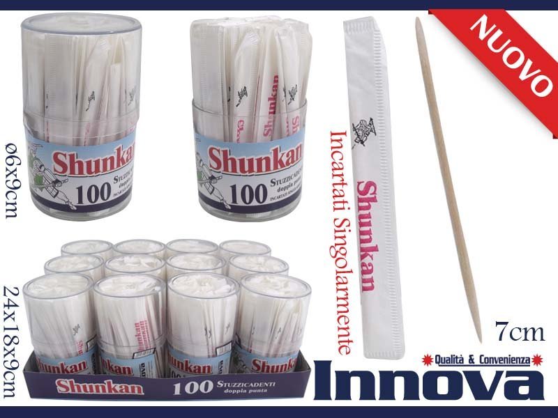 Barattolo Da 100 Pezzi Stuzzicadenti In Legno Doppia Punta Confezionati dfh