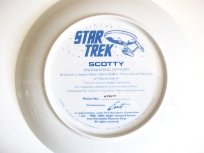 Star Trek Mr.Scott Scotty Limited Edition Collector's Plate - 1984 - New In Box!