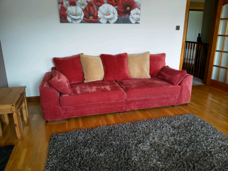 2 Red Fabric Sofas 4 3 Seater Smoke Free In Dunfermline Fife