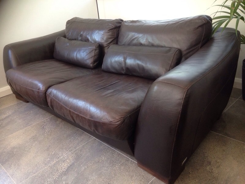 Incanto Divani Italian Chocolate leather 3seater sofa in Dunmurry
