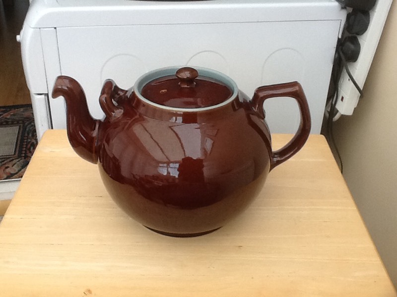 Rare Vintage Denby Homestead Brown and Blue 6 Pint Teapot 60's / 70's