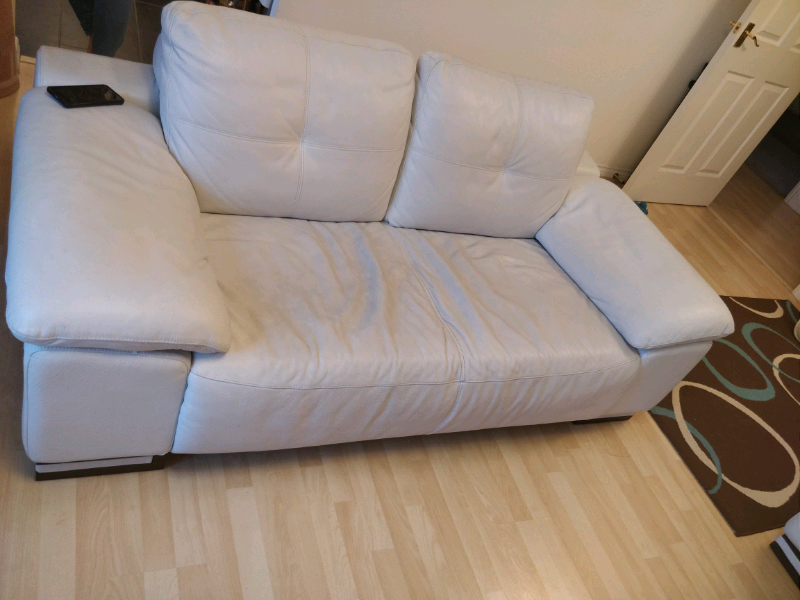 Two seater white leather sofa in Hatfield, Hertfordshire Gumtree