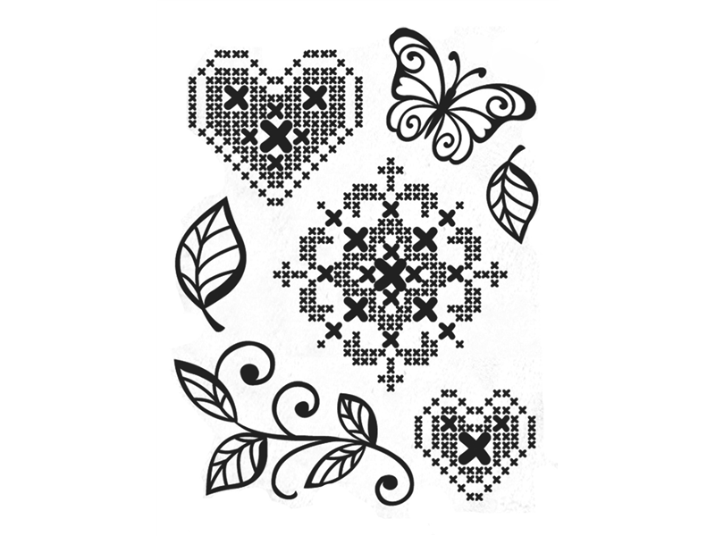 Viva Decor Silikonstempel Kreuzstich Herz  14x18cm