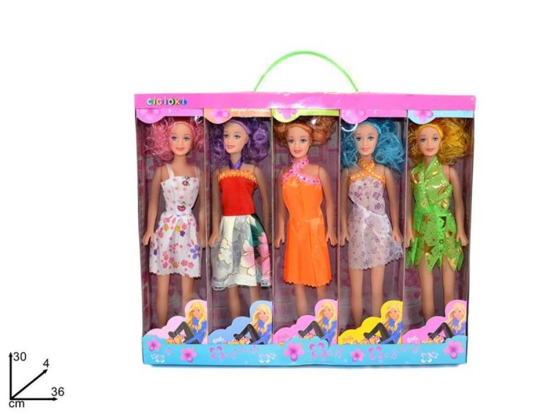 Box Confezione 5 Bambole Con Vestiti Gioco Giocattolo Bambina Bimba dfh