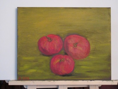 Red Ripe Tomatoes 11 X 14 Oil Painting Unframed Canvas Signed COA