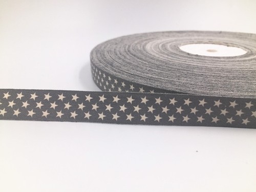 5yard Printed Cotton Ribbon White star 15mm Handmade Gift Present Package DIY