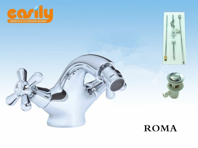 Miscelatore Rubinetto Con Manopole Per Lavabo Bidet Roma Bagno Inox Casa dfh
