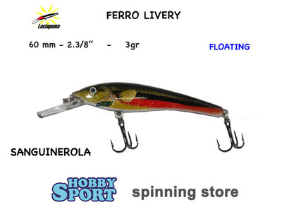 LUCIAPUMA FERRO LIVERY 6 CM COLORE SANGUINEROLA  3 GR FLOAT. PESCA TROTA LAGO