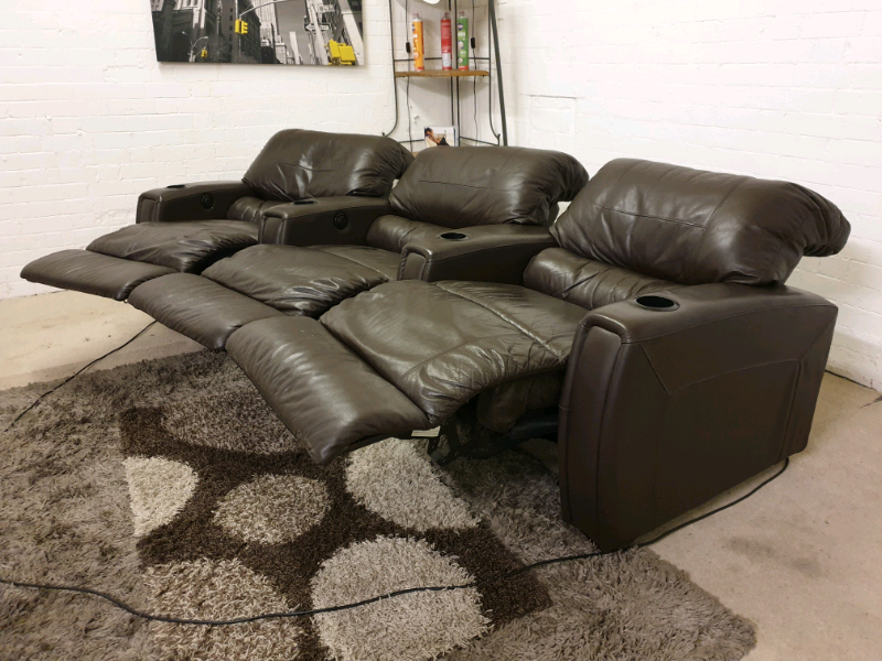 Cinema Real Leather 3 Seater Electric Recliner Sofa Set in Salford