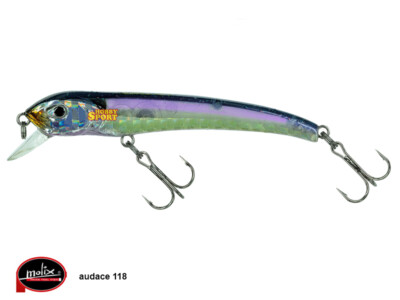 AUDACE 55 MOLIX 118 MX FLASH VIOLET 2,5 GR SINKING - SPINNING LAGO MARE TRAINA