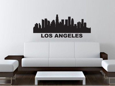 FGD Los Angeles Skyline Vinyl Wall Decal / Sticker in White or Black 20'' x 50'' 