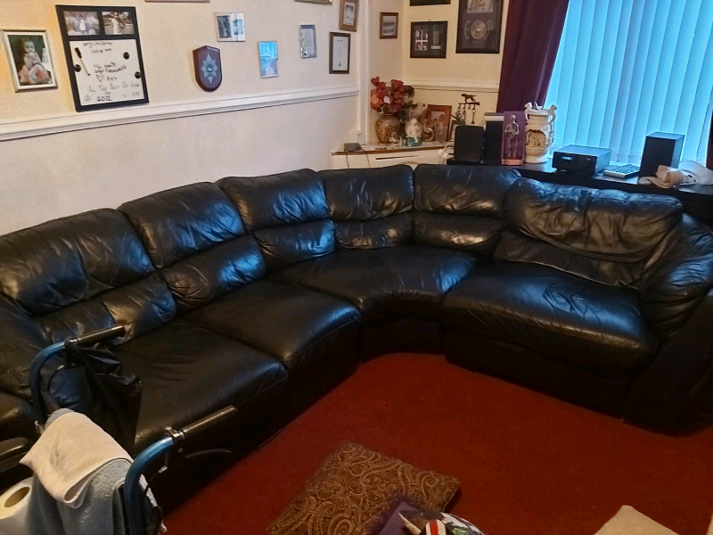 Black leather corner unit in Garston, Merseyside Gumtree