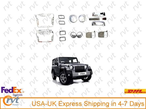 Chrome Combo Exterior Car Accessories Kit for Mahindra Thar (Set of 15 PCS)