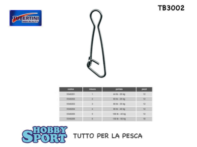 SET 2 CONFEZIONI TB3002 TUBERTINI  SNAP SIZE 1 LIGHT SPINNING   44 lb 20 KG