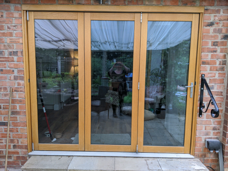 External BiFold Patio Doors Solid Wood 2.4m W x 2.1m H Bifolding in