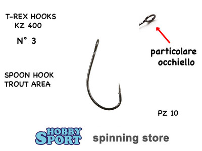 SINGLE HOOK SERIE KZ 400 SIZE 3  RICAMBIO x SPOON AMO x TROUT AREA VINCENT