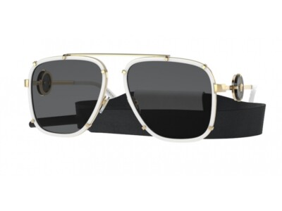 Pre-owned Versace Sunglasses Ve2233 147187 White Gray Man