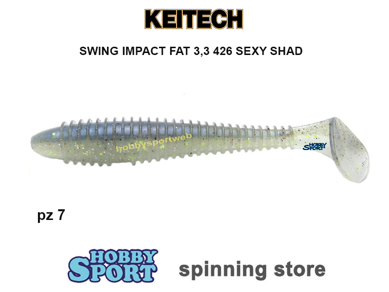 KEITECH SWING IMPACT FAT 3.3'' col. 426  SEXY SHAD SPINNING SPIGOLA BLACK BASS