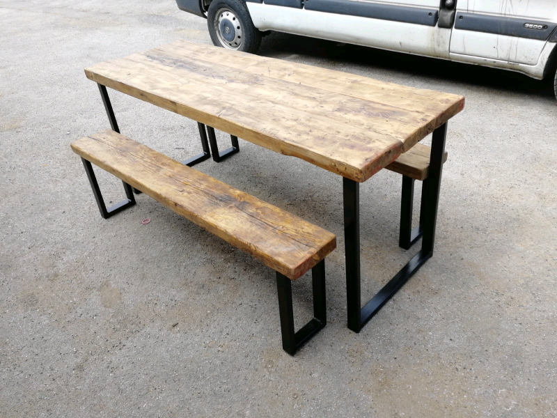 Industrial style dining table and benches in Rotherham, South