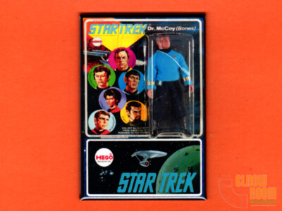 Mego Dr. McCoy  2x3'' fridge/locker magnet box art Star Trek Bones