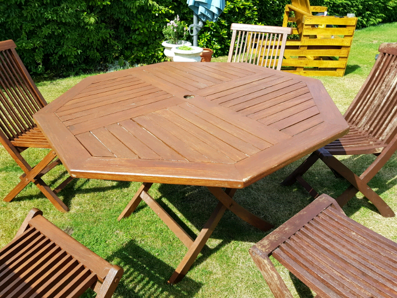 Wooden garden table + chairs | in Poole, Dorset | Gumtree