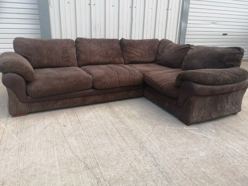 Brown fabric corner sofa couch suite 🚛 in East End, Glasgow Gumtree