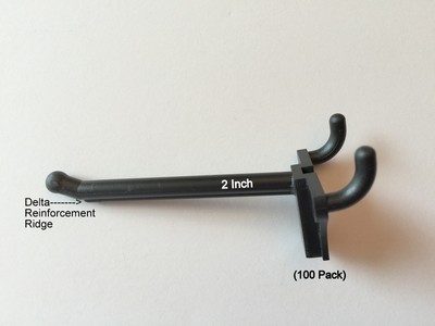 100 2'' Black Plastic Peg Hooks Garage, Storage, Retail Pegboard Display USA Made