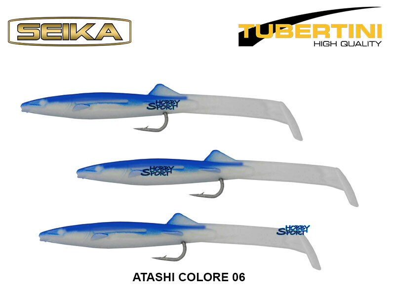 ATASHI SEIKA RAGLOU  85 MM COLORE BLUE  CONF. 3 pz  SILICONICO TRAINA  SPINNING