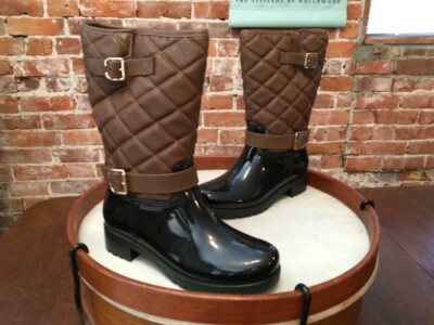 Dolly Brown & Black Quilted Waterproof Rain Snow Boots 6 New