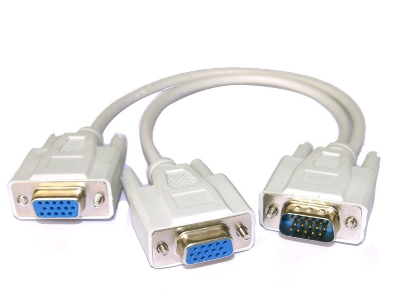 Cavo Splitter Sdoppiatore VGA Maschio - 2 VGA Femmina Monitor Pc hsb