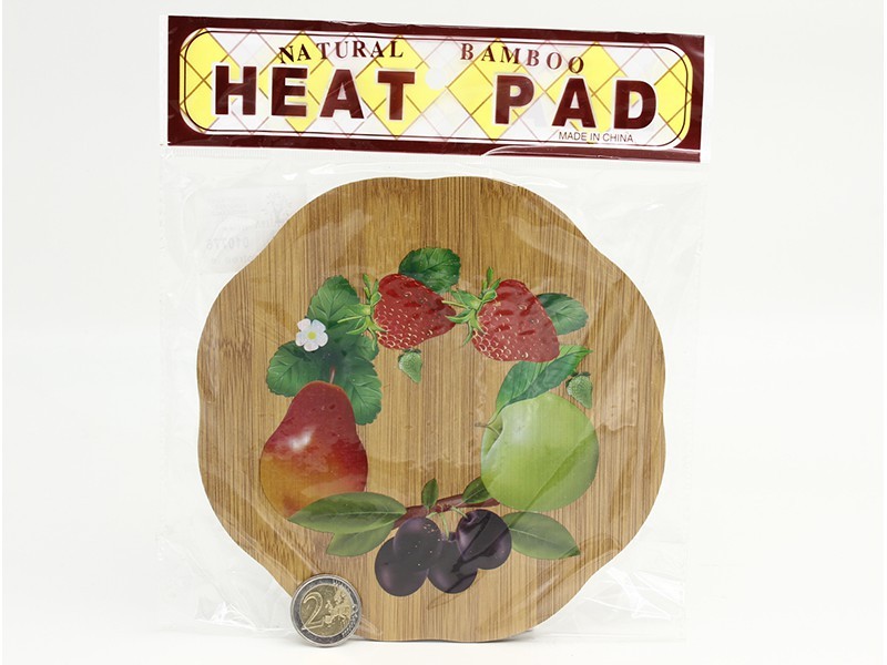 Base Vassoio Bamboo Naturale Fantasia Decorato Cucina Rotondo Diam 19,5cm moc