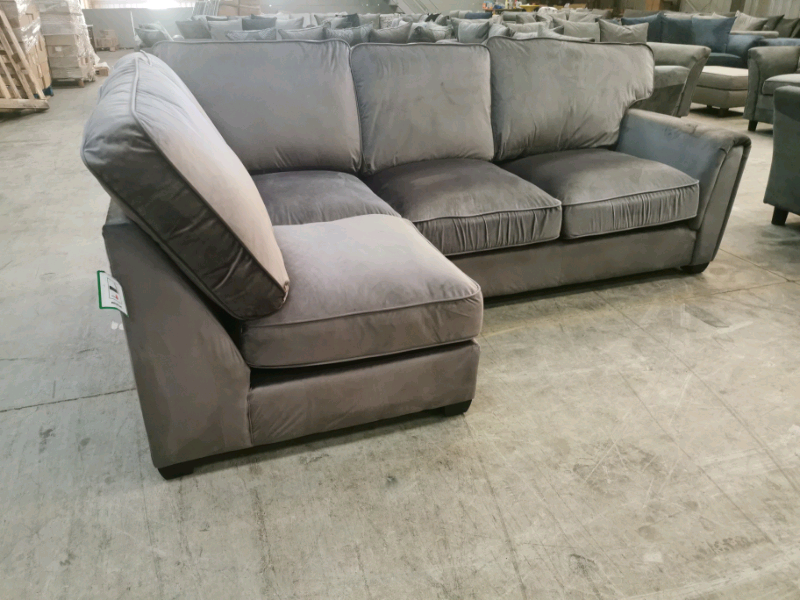 Brand new grey plush velvet corner sofa | in Bury, Manchester | Gumtree