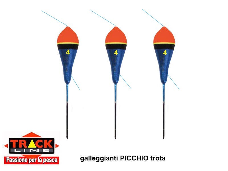GALLEGGIANTI TROTA TRACK MODELLO PICCHIO PESO 4 GR FORO PASSANTE CONF 3 PZ