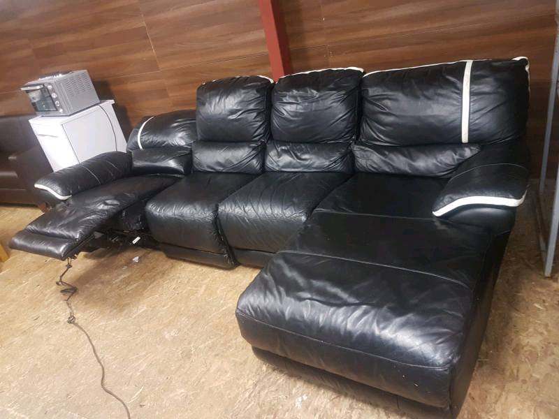 25.DFS electric reclining black leather corner sofa in Belfast City