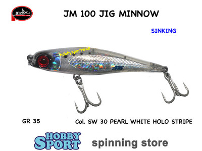 MOLIX JM 100 COL. SW 30 PEARL WHITE HOLO STRIPE  35 GR JIG MINNOW SPINNING