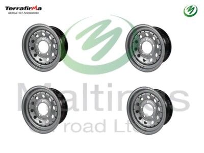 LAND ROVER SILVER MODULAR STEEL WHEELS X4 - DEF - D1 - RRC GRW005 7X16