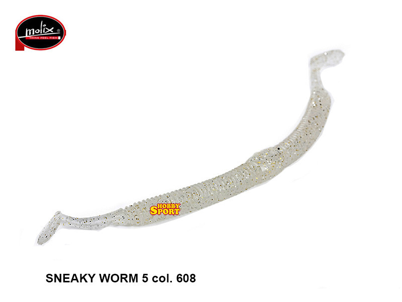 MOLIX SNEAKY WORM 5'' COL. 608 SHINY SHAD SILICONICO SPINNING LAGO BLACK BASS