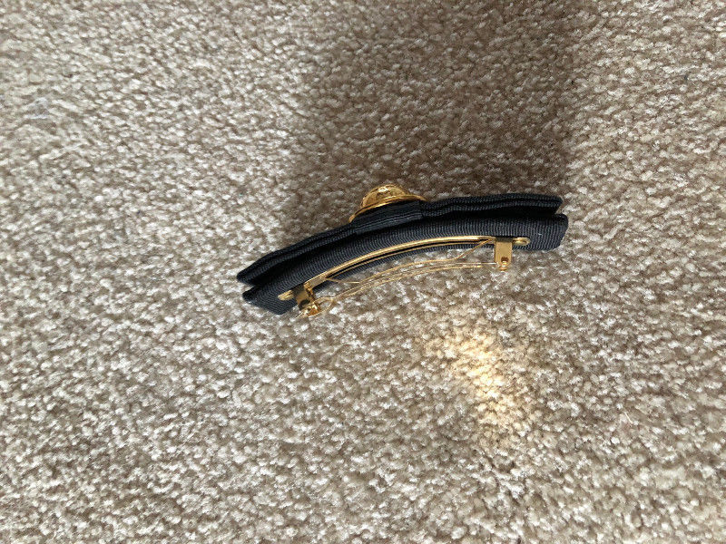 Celine Black and Gold Tone Brooch/Hair Clip/Barrette