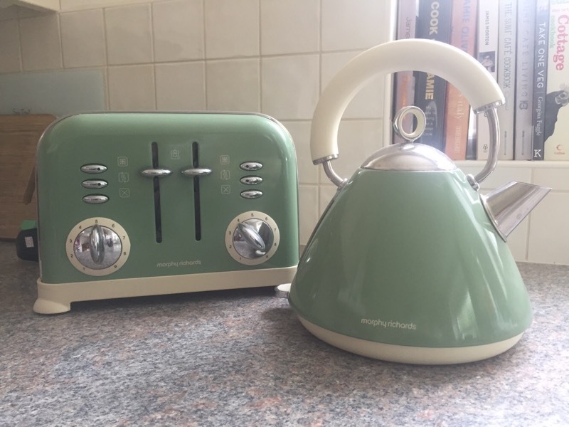 Morphy Richards Accents Sage Green Kettle and Toaster in Chacewater