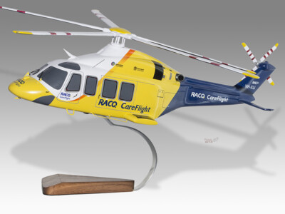 AgustaWestland AW139 RACQ CareFlight Mahogany Wood Handcrafted Helicopters Model