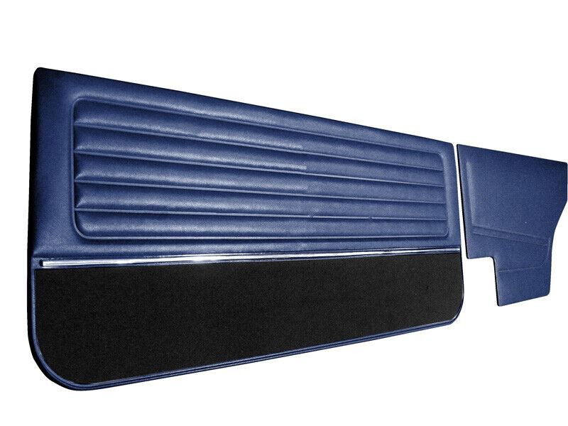 For VW GOLF 1 MK1 COUPE 75-83 DOOR PANEL SET WITH CHROME AND CARPET DARK BLUE
