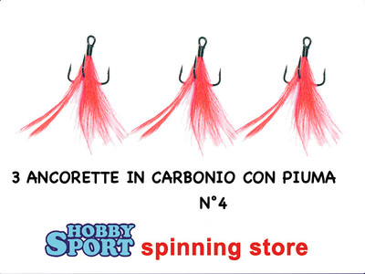 ANCORETTE PIUMA ROSSA T-REX CARBONIO N 4 CONF 3 PZ SPINNING - TRAINA