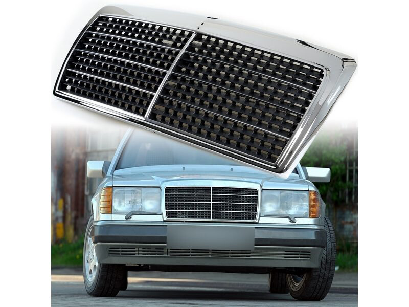 BENZ W124後期型用 S600グリル Chrome Frame Black Mesh Front Grille For Mercedes W124 E-Class